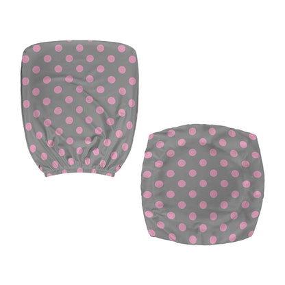 Grey And Pink Polka Dot Pattern Print Office Chair Cover