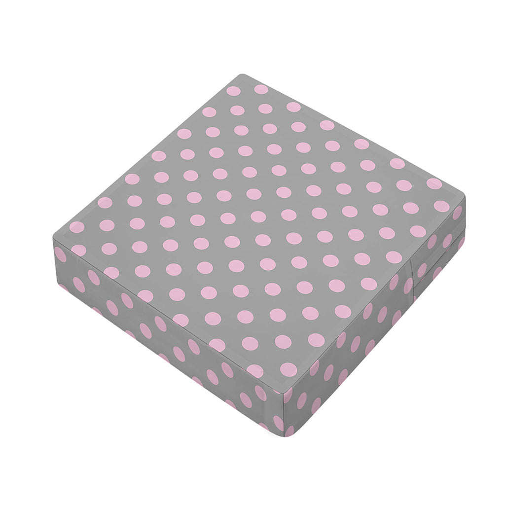 Grey And Pink Polka Dot Pattern Print Outdoor Seat Cushion Cover