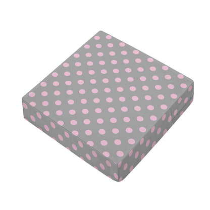 Grey And Pink Polka Dot Pattern Print Outdoor Seat Cushion Cover