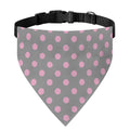 Grey And Pink Polka Dot Pattern Print Over The Collar Dog Bandana