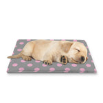 Grey And Pink Polka Dot Pattern Print Pet Cooling Mat Cover