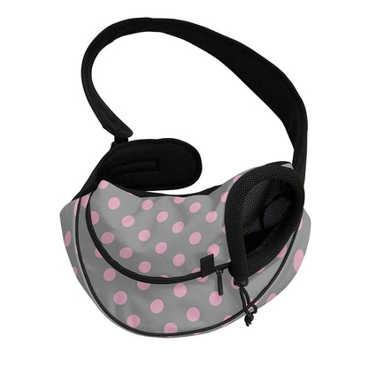 Grey And Pink Polka Dot Pattern Print Pet Sling Carrier