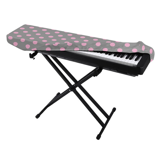 Grey And Pink Polka Dot Pattern Print Piano Keyboard Cover