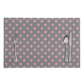 Grey And Pink Polka Dot Pattern Print Placemat