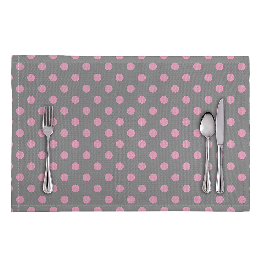 Grey And Pink Polka Dot Pattern Print Placemat