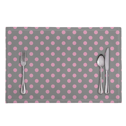 Grey And Pink Polka Dot Pattern Print Placemat
