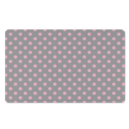 Grey And Pink Polka Dot Pattern Print Polyester Doormat