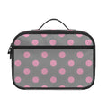 Grey And Pink Polka Dot Pattern Print Portable Lunch Bag