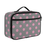 Grey And Pink Polka Dot Pattern Print Portable Lunch Bag