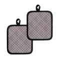 Grey And Pink Polka Dot Pattern Print Pot Holders