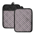 Grey And Pink Polka Dot Pattern Print Pot Holders With Pocket