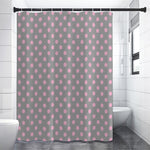 Grey And Pink Polka Dot Pattern Print Premium Shower Curtain