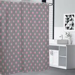 Grey And Pink Polka Dot Pattern Print Premium Shower Curtain