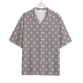 Grey And Pink Polka Dot Pattern Print Rayon Hawaiian Shirt