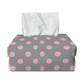 Grey And Pink Polka Dot Pattern Print Rectangle Tissue Box Cover
