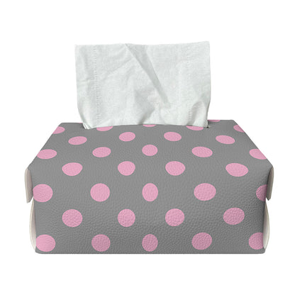 Grey And Pink Polka Dot Pattern Print Rectangle Tissue Box Cover
