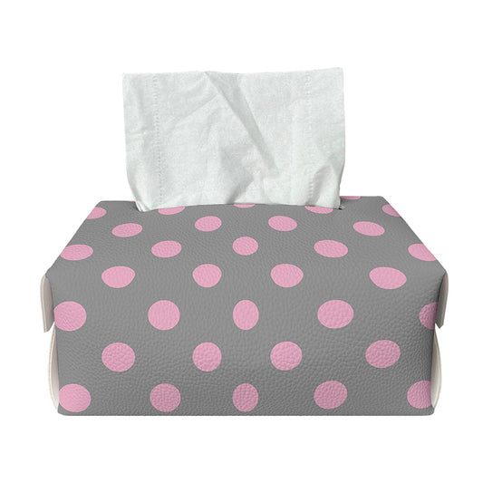 Grey And Pink Polka Dot Pattern Print Rectangle Tissue Box Cover
