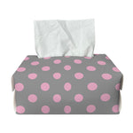 Grey And Pink Polka Dot Pattern Print Rectangle Tissue Box Cover