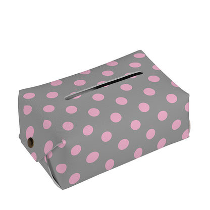Grey And Pink Polka Dot Pattern Print Rectangle Tissue Box Cover
