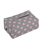 Grey And Pink Polka Dot Pattern Print Rectangle Tissue Box Cover