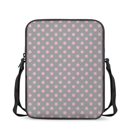 Grey And Pink Polka Dot Pattern Print Rectangular Crossbody Bag