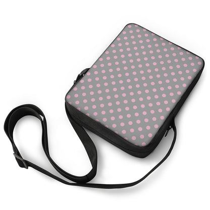 Grey And Pink Polka Dot Pattern Print Rectangular Crossbody Bag