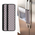 Grey And Pink Polka Dot Pattern Print Refrigerator Handle Covers