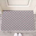 Grey And Pink Polka Dot Pattern Print Rubber Doormat