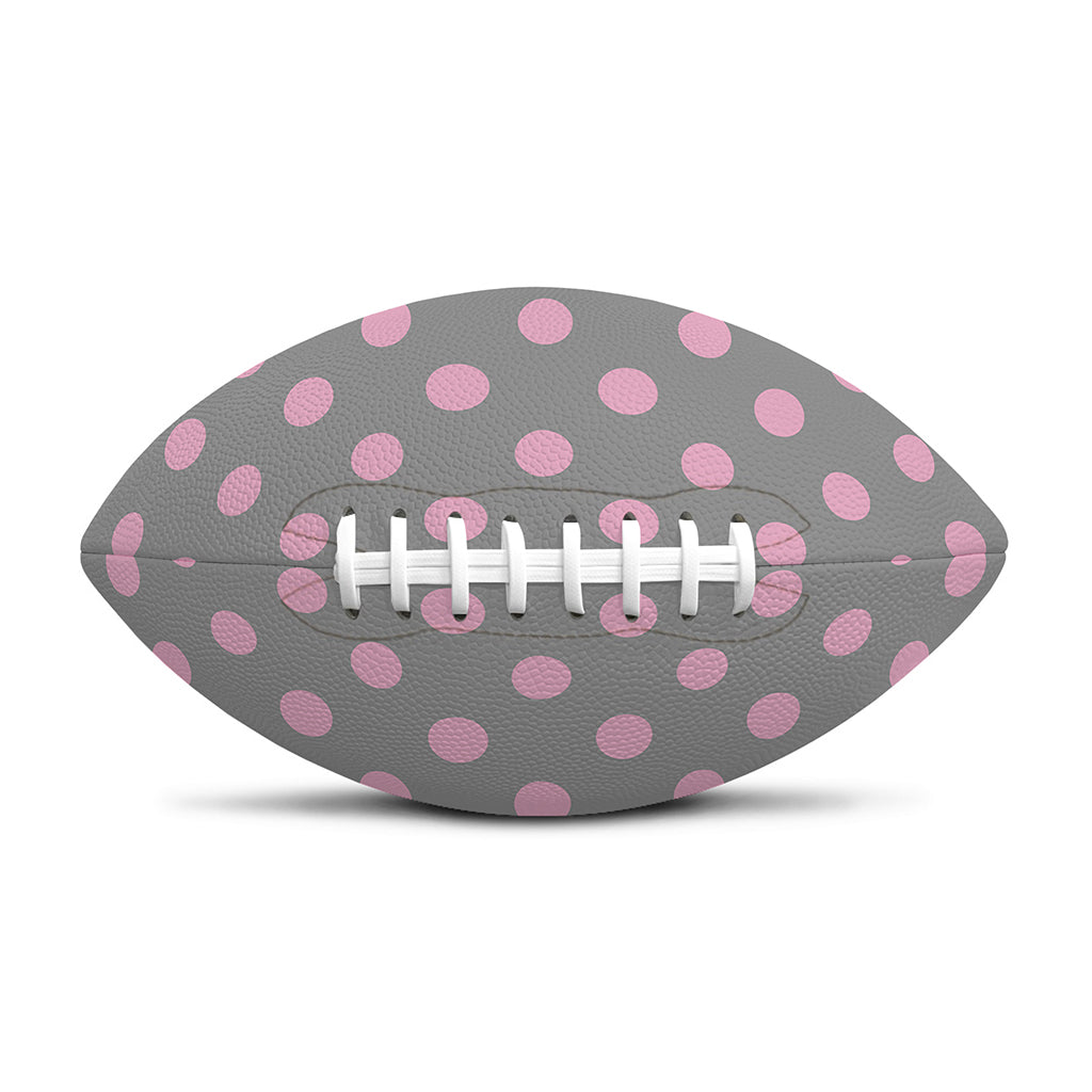 Grey And Pink Polka Dot Pattern Print Rugby Ball