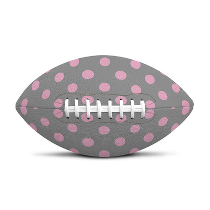 Grey And Pink Polka Dot Pattern Print Rugby Ball
