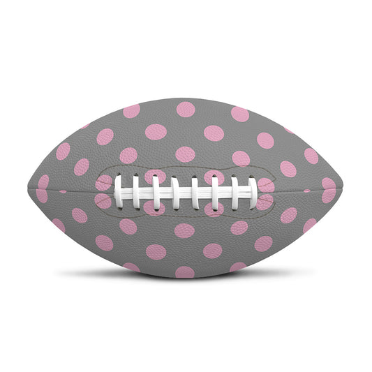 Grey And Pink Polka Dot Pattern Print Rugby Ball
