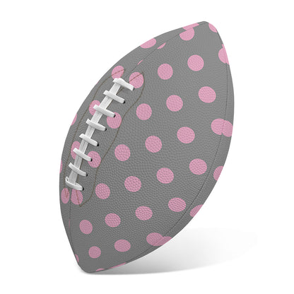 Grey And Pink Polka Dot Pattern Print Rugby Ball