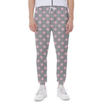 Grey And Pink Polka Dot Pattern Print Scuba Joggers