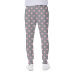 Grey And Pink Polka Dot Pattern Print Scuba Joggers