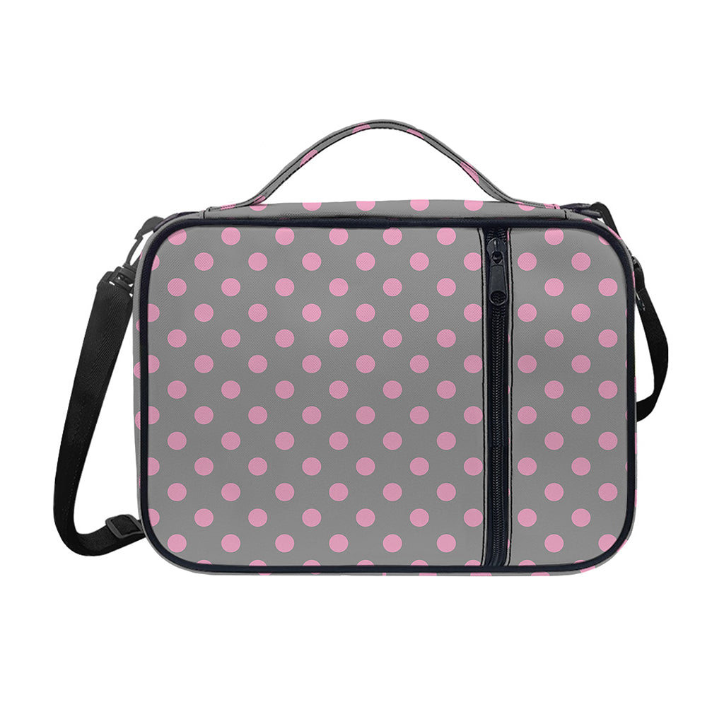 Grey And Pink Polka Dot Pattern Print Shoulder Strap Bible Bag