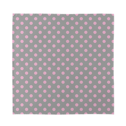 Grey And Pink Polka Dot Pattern Print Silk Bandana