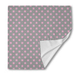 Grey And Pink Polka Dot Pattern Print Silk Bandana