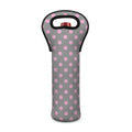 Grey And Pink Polka Dot Pattern Print Single Neoprene Wine Tote
