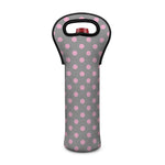 Grey And Pink Polka Dot Pattern Print Single Neoprene Wine Tote