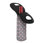 Grey And Pink Polka Dot Pattern Print Single Neoprene Wine Tote