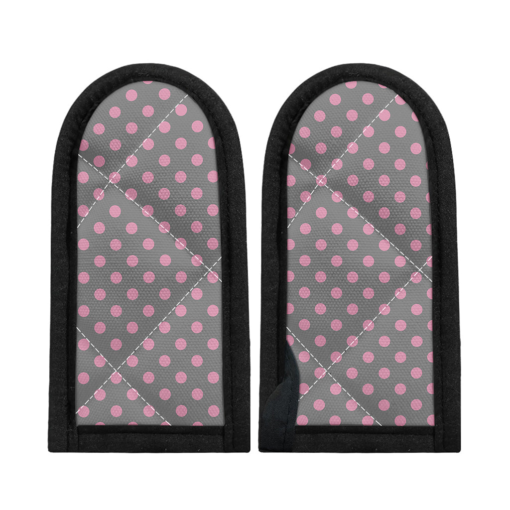 Grey And Pink Polka Dot Pattern Print Skillet Handle Cover