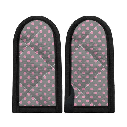Grey And Pink Polka Dot Pattern Print Skillet Handle Cover