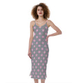 Grey And Pink Polka Dot Pattern Print Slim Fit Midi Cami Dress