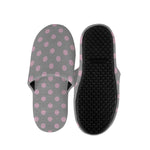 Grey And Pink Polka Dot Pattern Print Slippers