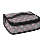 Grey And Pink Polka Dot Pattern Print Small Lunch Bag