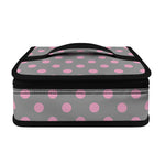 Grey And Pink Polka Dot Pattern Print Small Lunch Bag