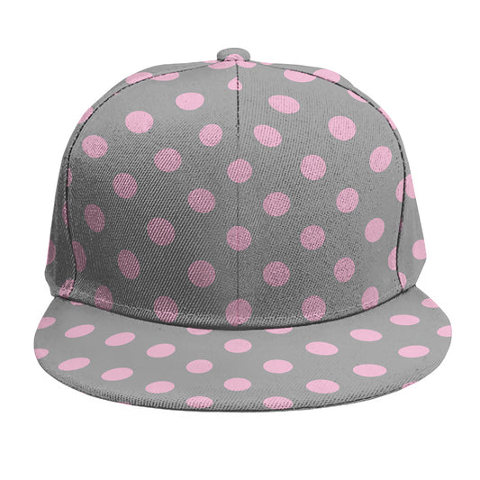 Grey And Pink Polka Dot Pattern Print Snapback Cap