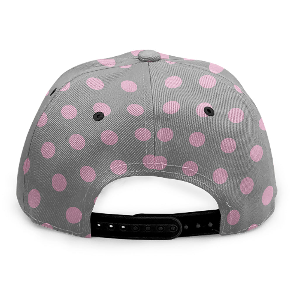 Grey And Pink Polka Dot Pattern Print Snapback Cap
