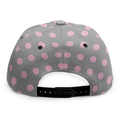 Grey And Pink Polka Dot Pattern Print Snapback Cap