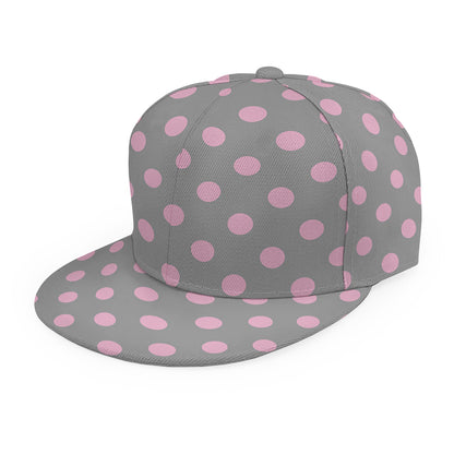 Grey And Pink Polka Dot Pattern Print Snapback Cap